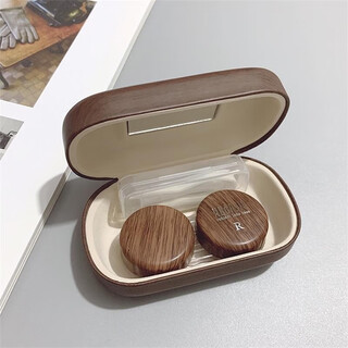 Yezhi contact lens storage box, simple, portable and compact, with mirror, leak-proof contact lenses, companion glasses box, contact lenses, glasses box, dark brown