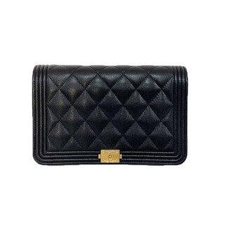 Second-hand 95 new chanelleboy series woc black gold lychee leather woc fortune bag women's shoulder crossbody bag black lychee pattern woc gold buckle