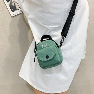 Yituyike canvas shoulder bag new mini korean version casual simple fashion solid color internet celebrity bag mobile phone crossbody bag green