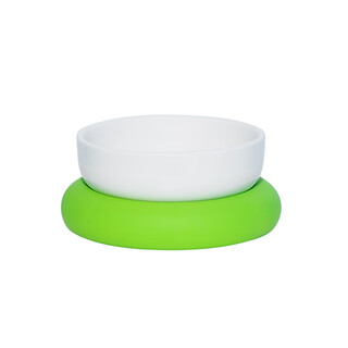 Zeze cat bowl ceramic pet bowl protects cervical vertebra dog bowl anti-tip cat food and drinking water double bowl pet supplies white + green (single) cat food and water bowl universal