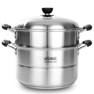 Shunda (snd) combination cover and bottom double-layer multi-purpose pot 304 stainless steel steamer gas stove induction cooker universal