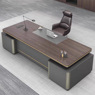 Piao zun desk boss desk simple modern double cabinet mobile cabinet office manager president desk and chair combination desk 1.8 meter boss desk + boss chair