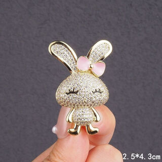 Lan boli 2022 new trendy and cute rabbit brooch japanese pearl brooch neckline anti-exposure cardigan brooch brooch full of diamond rabbit