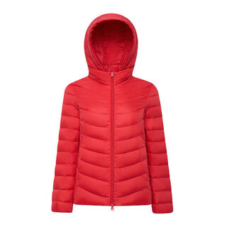 Qianrenggang (chericom) thin and removable hooded down jacket, slim fit, layered soft short women's jacket y289002y classic red 88105 160/s (recommended 90-100jin jin equals 0.5kg)