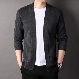Announcement bird sweater men's knitted cardigan spring and autumn new style solid color fashion versatile pure sweater jacket for young and middle-aged men dark gray hpl-a32321 xl 175