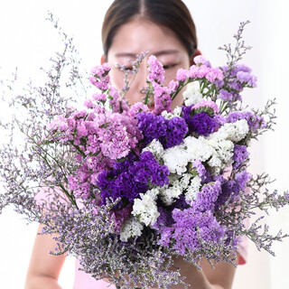 Aiman yunnan straight-haired dried flower bouquet real flower home furnishing decoration small fresh living room office decoration air-dried bouquet white pink deep purple light purple forget-me-not + love about 20 pieces in total without vase