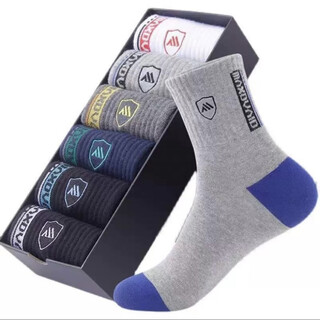 10-pack of men's socks, mid-calf socks, spring and summer anti-odor and sweat-absorbent long-leg sports socks, trendy and versatile for all seasons, 10-pack/medium-calf socks with mixed colors