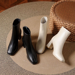 Daphne short boots for women 2023 versatile boots for women spring and autumn french high heels nude boots thick heel thin boots for women black 37