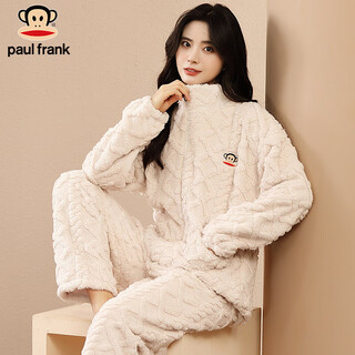 Paul frank big mouth monkey couple pajamas winter coral velvet jacquard plus velvet thickened home clothes women's autumn and winter can be weared outer suit