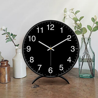 Momen pendulum clock quartz living room desktop metal desk clock home desktop fashion clock sitting clock with beautiful meaning black surface (metal frame) upgraded radio wave automatic time adjustment 12 inches