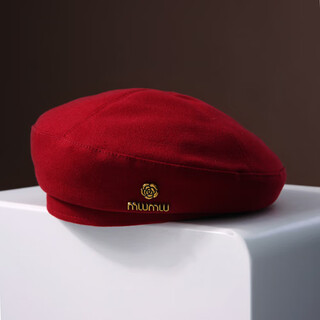 Linon beret black woolen beret women's 2024 new autumn and winter face-showing small french beanie painter newsboy hat wine red one size