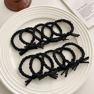 Jiewei yi rubber band high elasticity and durable black hair tie girls do not hurt the hair rope ball head large intestine hair tie bh-fq011 twist braid black 5 pieces