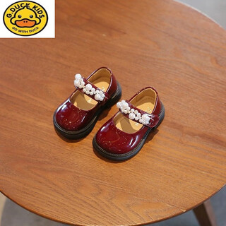 G.duck spring and autumn baby girl shoes little princess shoes one year old girls small leather shoes autumn baby shoes soft soled toddler shoes burgundy size 16 18 inner length approximately 13.5cm