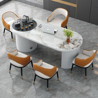 Slate tea table and chair combination, one table and five chairs, modern and simple office all-in-one tea table, kungfu tea set, tea set, 1.2-meter tea table, glossy slate, single tea table (excluding chair)