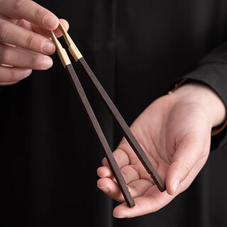 Yijuke copper wood tea clip ebony tea leaf clip kung fu tea set accessories household tea cup clip tweezers cup washing tool