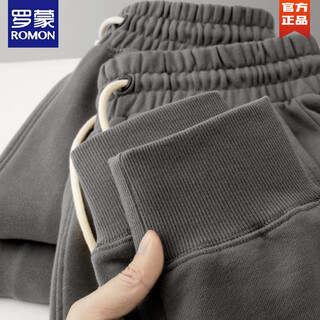 Romon heavy dark gray casual sweatpants men's spring and autumn casual loose pants american versatile cotton leggings sports men's pants battleship gray (360g) regular s