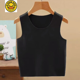 G.duckkids little yellow duck autumn and winter children's clothing round neck sweater 2024 new trendy warm men's and women's middle-aged and large children's velvet jacket black german velvet children's clothing vest 110cm