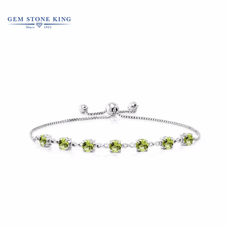 Gem stone king 3.15 carat peridot bracelet 925 silver freely adjustable female gift for wife birthday gift 520 gift