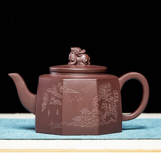 Zun hu yixing purple clay teapot handmade tea set square teapot large capacity gift box tea set bafang lion zun 360cc