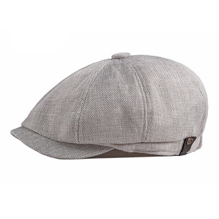 Royal sail octagonal hat men's summer thin breathable imitation linen sun protection hat men's forward hat british retro casual beret women's light gray one size fits all adjustable