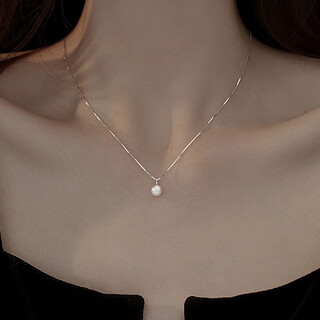 Senqi 925 silver necklace freshwater pearl necklace women's light luxury high-end clavicle chain chinese valentine's day gift for girlfriend and wife single freshwater pearl silver necklace l1987