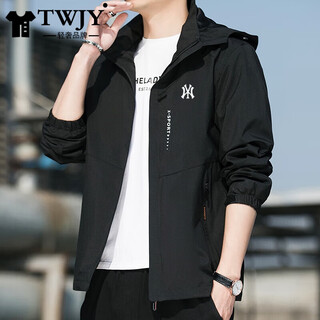 Twjy light luxury brand jacket for men in spring and autumn new style loose plus fat plus size winter velvet thickened trendy jacket for men t2328 black (regular style) regular xl (recommended 130-150jin jin equals 0.5kg)