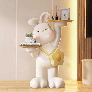 First sight of rabbit floor-standing ornaments tray storage living room sofa tv cabinet side decorations large housewarming gift extra large white rabbit flower floor side table
