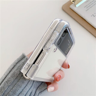 Jinwu suitable for samsung z flip3 mobile phone case transparent folding screen ultra-thin all-inclusive anti-fall protective cover transparent