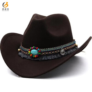 Lópida western prairie hat tibetan ethnic style sunshade cowboy hat male and female knight hat travel hat tibetan top hat brown adjustable