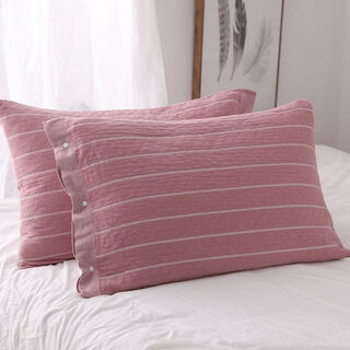 Porcelain buckle pillow cover, thickened pillowcase, three-layer gauze all-inclusive fixed buckle, non-slip, non-removable, pink, 50x78 cm, two packs