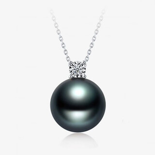 Ultimate black pearl pendant princess style seawater pearl single necklace necklace valentine's day girlfriend peacock green pearl diameter 10mm