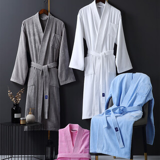 Bamboo one hundred bathrobe pure cotton thickened terry bathrobe towel material unisex nightgown pajamas white l size