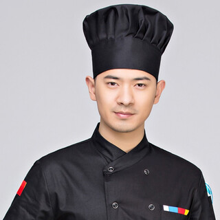 Lucy randy chef hat catering hotel back chef hat unisex food factory polyester cotton hygienic hat (black) cloth hat adjustable