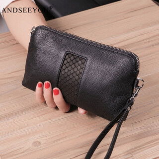 Andseeyou versatile genuine leather small handbag women's bag crossbody bag mobile phone small bag cowhide simple new coin hand grocery bag black (ready stock)