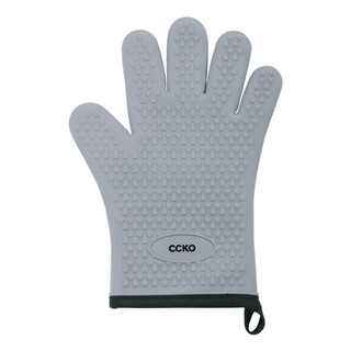 Ccko heat insulation anti-scalding gloves thickened silicone kitchen household oven microwave steamer high temperature baking special anti-scalding gloves (gray gy)