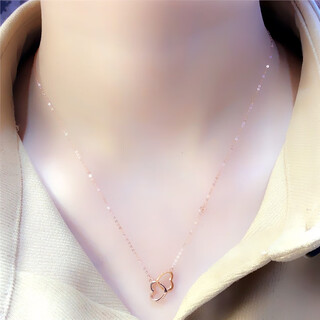 Lotus russian lady 585 purple gold peach heart necklace 14k rose gold versatile love clavicle chain 45 cm (can be worn in two ways)