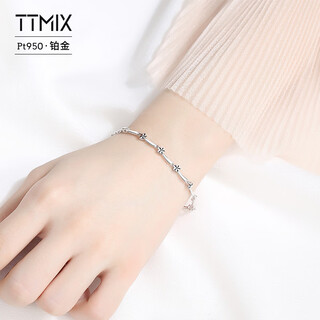 Ttmix platinum bracelet for women pt950 platinum lucky star pendant baby's breath jewelry 6.3-6.5g 16+2cm