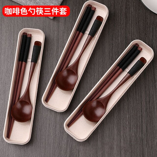 Chenbu portable tableware set wooden japanese chopsticks and spoon storage box chopsticks and spoons 3-piece travel portable box anti-slip hand-carrying tableware set
