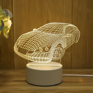 I think i dream creative 3d night light student gift gift bedroom table lamp usb cartoon sports car usb model monochrome warm light