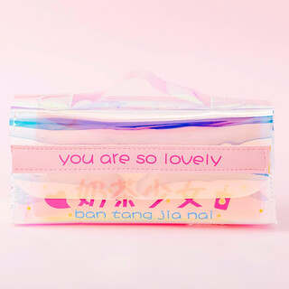 Ailitu pencil bag transparent female korean simple small fresh mother-in-law bag cute korean version creative college students junior high school high school students large capacity multi-layer pencil case girls multi-functional pencil bag pink - milk tea girl (laser model)