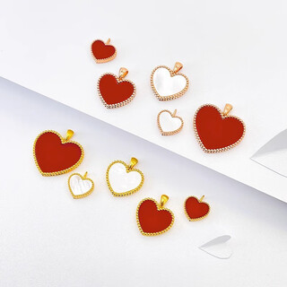 18k gold love pendant au750 rose gold colored gold gold necklace heart-shaped chain set birthday gift for girlfriend 18k gold rose gold (single pendant) 10mm red agate