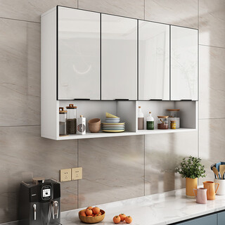 Jiuchin bag installation kitchen wall cabinet balcony storage cabinet bathroom wall storage cabinet bathroom wall-mounted wall cabinet 140 long 30 deep 80 high four doors elegant white