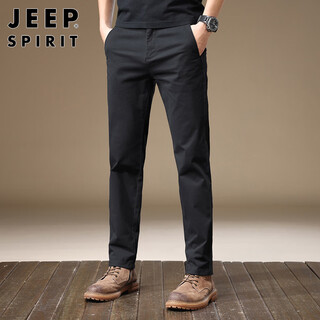 Jeep spirit jeep casual pants men's autumn and winter korean style pants men's business stretch straight men's pants black 33