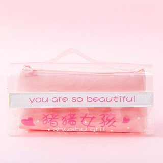 Ailitu pencil bag transparent female korean simple small fresh mother-in-law bag cute korean version creative college student junior high school high school student large capacity multi-layer pencil case girl multi-functional pencil bag pink - piggy girl (transparent style)