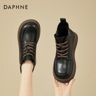 Daphne martin boots women's british style thick-soled short boots plus velvet warm slim boots women's boots 4623607007 black 37