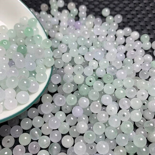 Jinran ice jade loose jade beads light green bashan jade beads semi-finished men's and women's bracelet necklace 4mm single