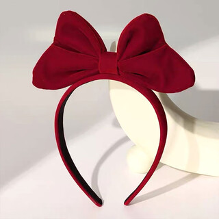 Feihua three-dimensional bow headband, women's red velvet headband, burgundy 1 piece