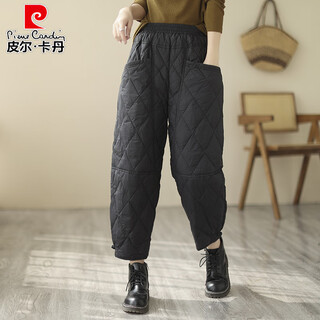 Pierre cardin high-end 90 white duck down down pants for women 2025 new high-waisted loose versatile nine-point pants harem pants outer boot pants black l recommended 125-140jin jin equals 0.5 kg