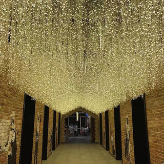 Tierjie high quality led star lights colorful lights string lights starry sky curtain lights waterfall lights outdoor decorative lights ice strip lights warm white high quality 5*0.6 meters flush style 24 hanging