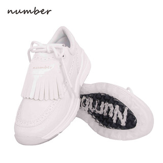 Number golf shoes women's british tassel style waterproof breathable women's non-slip wear-resistant golf sports shoes white 37